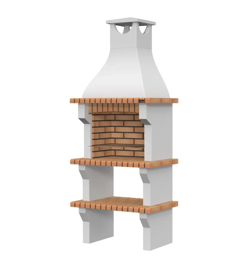 WF 051C_masonry BBQ made for woodfiredoven.ie_ featuring smooth and textured grey micro-concrete finish, with a firebox made of refractory brick and cement – 92cm wide, 58cm deep, 229cm high, weighing 510kg