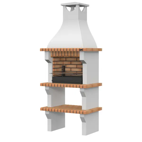 WF 051C_masonry BBQ made for woodfiredoven.ie_ featuring smooth and textured grey micro-concrete finish, with a firebox made of refractory brick and cement – 92cm wide, 58cm deep, 229cm high, weighing 510kg